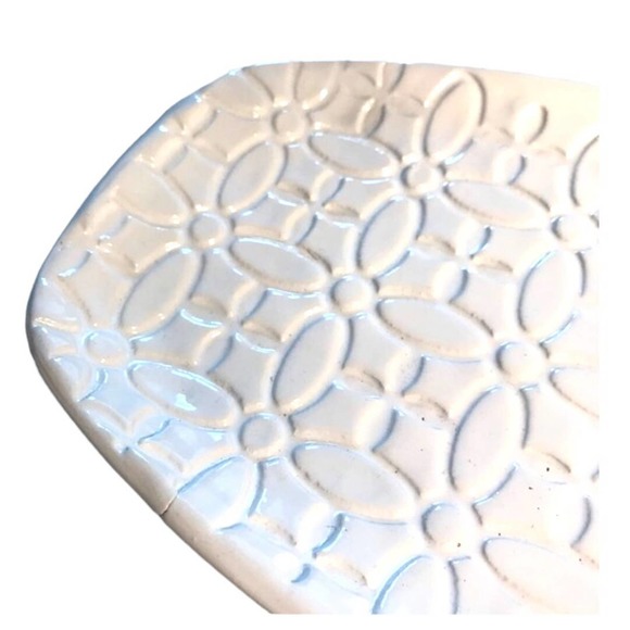 White Rectangular Serving Plate, Jewelry Dish,Candle Charger From MY CLAY STUDIO - Picture 6 of 7